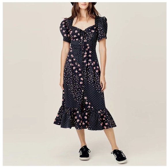 Boho gypsy florla Print Puff sleeve midi dress - Picture 5 of 6